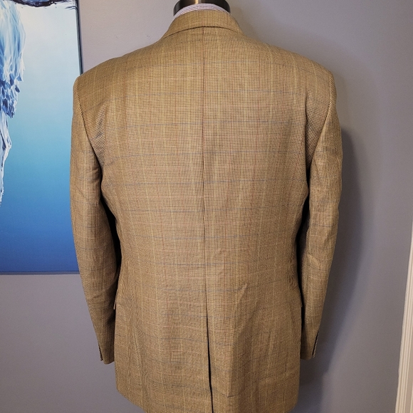 Burberry 40R Beige, Blue, Yellow, Red Windowpane Mens Wool Mens Sport Coat - Picture 6 of 9